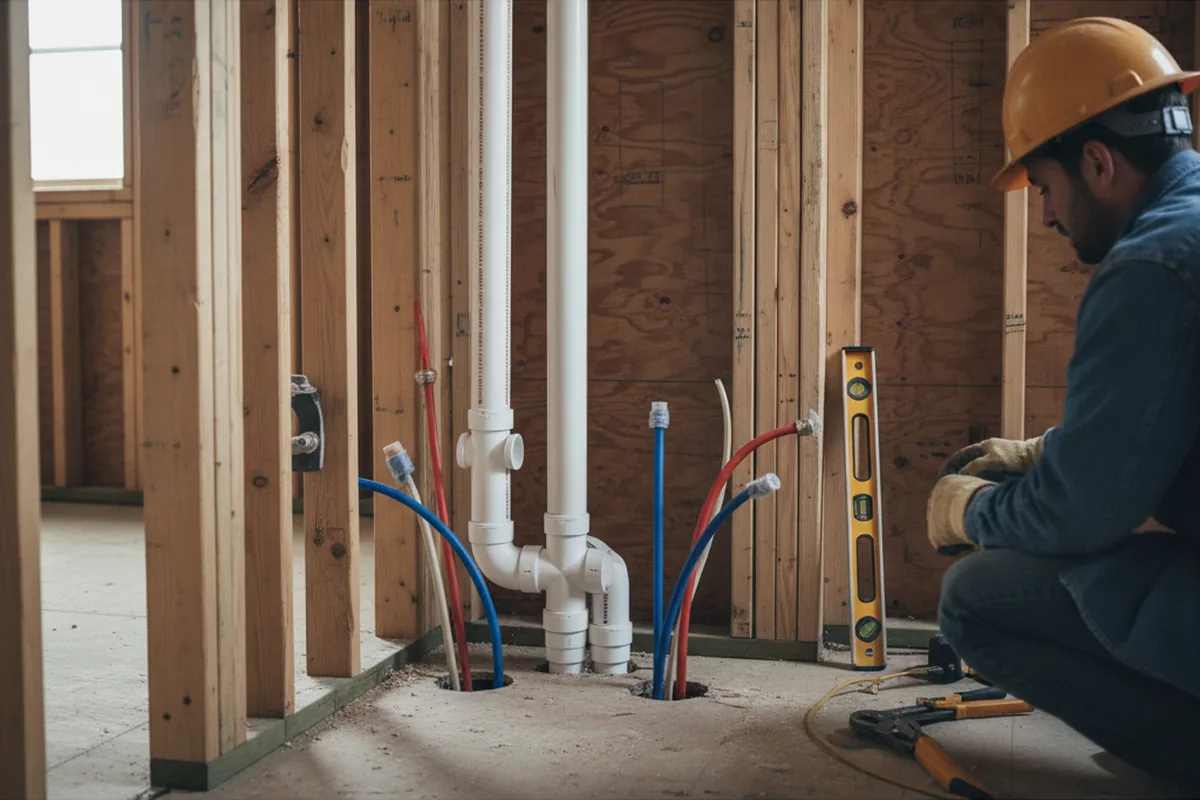 Drain and supply rough-in during Leak Detection in Freeport